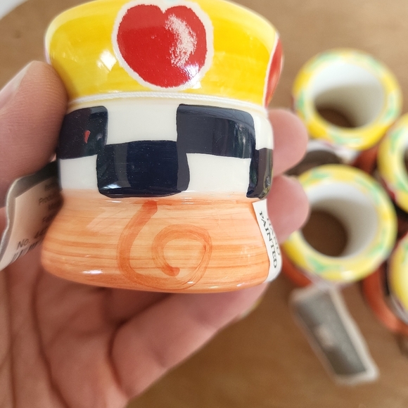 NWT Amscan Home Whimsy Hand Painted Ceramic Napkin Rings Set Of 6 - Picture 6 of 9